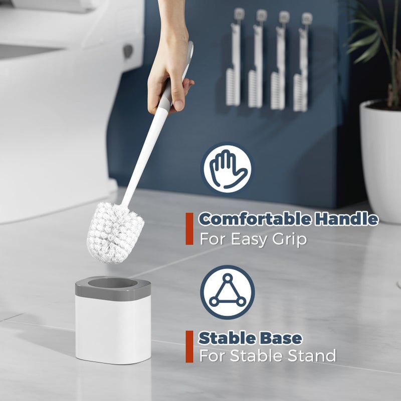 Holaloha Toilet Brush  4 Pack Toilet Brush and Holder Set Bathroom Accessories  Toilet Bowl Brush and Holder with 4 Crevice Brush for Bathroom  Toilet Scrubber Brush  White - Image 5